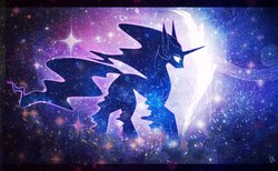 Size: 1280x787 | Tagged: safe, artist:green brush, tantabus, pony, g4, letterboxing, solo, space, stars