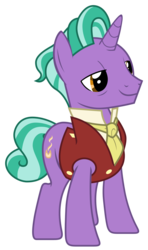 Size: 1761x2984 | Tagged: safe, artist:sonofaskywalker, firelight, pony, unicorn, g4, the parent map, clothes, male, simple background, smiling, solo, stallion, transparent background, vector, vest