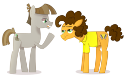 Size: 1024x622 | Tagged: safe, artist:ashidaii, cheese sandwich, mudbriar, earth pony, pony, g4, brothers, duo, headcanon, male, siblings, simple background, stallion, transparent background