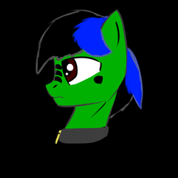 Size: 1000x1000 | Tagged: safe, artist:endelthepegasus, oc, oc only, oc:endel frostlion, pony, black background, collar, male, simple background, solo