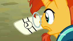 Size: 1920x1080 | Tagged: safe, edit, edited screencap, screencap, sunburst, pony, unicorn, g4, the parent map, clothes, discovery family logo, glasses, hooves, just look at the time, male, open mouth, solo, stallion, sunburst's wristwatch