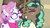 Size: 1920x1080 | Tagged: safe, screencap, minty mocha, raspberry latte, earth pony, pony, unicorn, g4, my little pony: friendship is magic, the parent map, bookshelf, bookstore, discovery family logo, duo, female, haha no, ladder, laughing, mare, open door, sire's hollow