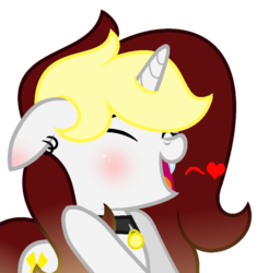 Size: 879x897 | Tagged: safe, artist:darbypop1, oc, oc only, oc:destiny blood, pony, unicorn, base used, fangs, female, floppy ears, mare, simple background, solo, transparent background