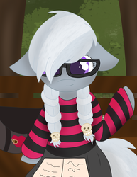 Size: 2550x3300 | Tagged: safe, artist:skyflys, silver spoon, earth pony, pony, g4, alternate hairstyle, bag, clothes, cute, dress, emo, female, glasses, high res, solo, striped shirt