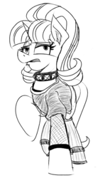 Size: 516x834 | Tagged: safe, artist:cowsrtasty, starlight glimmer, pony, unicorn, g4, my little pony: friendship is magic, the parent map, clothes, emo, female, fishnet stockings, goth, solo, teenage glimmer, teenager