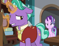 Size: 772x605 | Tagged: safe, screencap, firelight, starlight glimmer, pony, unicorn, g4, season 8, the parent map, animated, crying, cute, female, firebetes, glimmerbetes, male, manly tears, mare, sad, sadorable, stallion