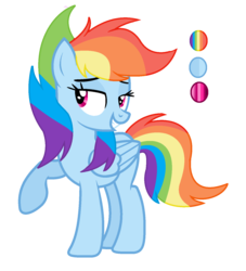 Size: 1352x1488 | Tagged: safe, artist:rainbows-skies, rainbow dash, pegasus, pony, g4, alternate hairstyle, color palette, female, mare, short tail, simple background, solo, transparent background