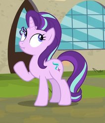 Size: 487x575 | Tagged: safe, screencap, starlight glimmer, pony, unicorn, g4, the parent map, cropped, female, mare, raised hoof, scrunchy face, solo