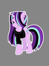 Size: 1536x2048 | Tagged: safe, artist:epiccrasher, starlight glimmer, pony, unicorn, g4, the parent map, clothes, ear piercing, earring, edgelight glimmer, emo, female, glimmer goth, goth, gray background, jewelry, mare, piercing, simple background, solo, teenage glimmer
