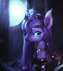 Size: 1890x2123 | Tagged: safe, artist:lmgchikess, princess luna, alicorn, pony, g4, ear fluff, female, fluffy, jewelry, looking at you, mare, moon, necklace, night, solo