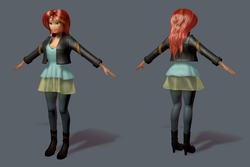 Size: 882x588 | Tagged: safe, artist:mako, sunset shimmer, equestria girls, g4, my little pony equestria girls: friendship games, 3d, clothes, female, solo, wip