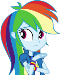 Size: 918x1145 | Tagged: safe, artist:thebarsection, rainbow dash, equestria girls, g4, clothes, collar, collar shirt, female, geode of super speed, hair, magical geodes, rainbow dash's shirt with a collar, shirt, shirt with a collar, simple background, solo, t-shirt, teenager, transparent background, wristband