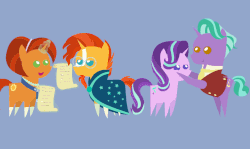 Size: 743x443 | Tagged: safe, artist:agrol, firelight, starlight glimmer, stellar flare, sunburst, pony, unicorn, g4, season 8, the parent map, animated, blaze (coat marking), coat markings, facial markings, father and daughter, female, male, mare, mother and son, parent and child, pointy ponies, socks (coat markings), stallion, starlight glimmer is not amused, sunburst is not amused, that pony sure does love plans, unamused