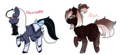 Size: 1024x459 | Tagged: safe, artist:kimyowolf, oc, oc only, oc:niva, oc:novaliette, earth pony, pony, bow, female, mare, simple background, tail bow, transparent background