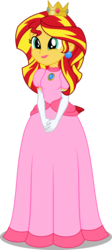 Size: 1340x3000 | Tagged: safe, artist:cyberapple456, sunset shimmer, equestria girls, g4, clothes, cosplay, costume, cute, dress, female, lipstick, princess peach, puffy sleeves, shimmerbetes, simple background, solo, super mario bros., transparent background