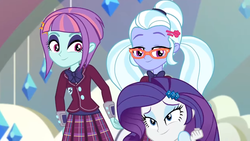 Size: 1366x768 | Tagged: safe, screencap, rarity, sugarcoat, sunny flare, equestria girls, equestria girls specials, g4, my little pony equestria girls: dance magic