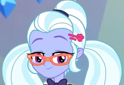 Size: 609x416 | Tagged: safe, screencap, sugarcoat, equestria girls, equestria girls specials, g4, my little pony equestria girls: dance magic, cropped, female, lidded eyes, looking at you, smiling, solo, when she smiles