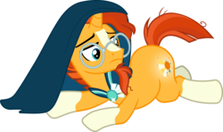 Size: 5664x3361 | Tagged: safe, artist:frownfactory, sunburst, pony, unicorn, g4, the parent map, .svg available, absurd resolution, brooch, cape, clothes, cute, cutie mark, flank, frown, glasses, glowing cutie mark, horn, jewelry, looking at cutie mark, male, robe, simple background, solo, stallion, sunbetes, svg, transparent background, vector