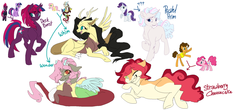 Size: 1915x841 | Tagged: safe, artist:wishfulvixen, cheese sandwich, discord, fluttershy, pinkie pie, rarity, tempest shadow, twilight sparkle, alicorn, hybrid, pony, g4, female, interspecies offspring, lesbian, magical lesbian spawn, male, offspring, parent:cheese sandwich, parent:discord, parent:fluttershy, parent:pinkie pie, parent:rarity, parent:tempest shadow, parent:twilight sparkle, parents:cheesepie, parents:discoshy, parents:tempestlight, ship:cheesepie, ship:discoshy, ship:tempestlight, shipping, straight, twilight sparkle (alicorn)