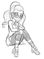 Size: 1536x2048 | Tagged: safe, artist:thealjavis, sugarcoat, equestria girls, g4, female, grayscale, looking at you, monochrome, sketch, solo, traditional art