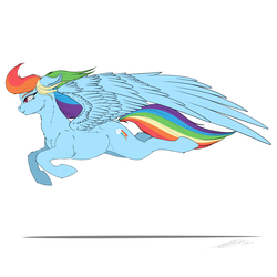 Size: 3000x3000 | Tagged: safe, artist:skitsroom, rainbow dash, pegasus, pony, g4, female, flying, high res, mare, simple background, solo, white background