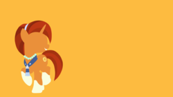 Size: 3840x2160 | Tagged: safe, artist:toastybrownpotatoes, stellar flare, pony, unicorn, g4, the parent map, 4k, cutie mark, female, high res, hooves, horn, jewelry, lineless, mare, minimalist, necklace, orange background, pearl necklace, simple background, smiling, solo, teeth, vector, wallpaper