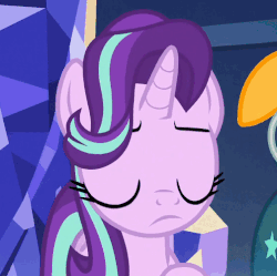 Size: 503x501 | Tagged: safe, screencap, starlight glimmer, sunburst, pony, unicorn, g4, the parent map, animated, cropped, female, floppy ears, lidded eyes, looking down, male, mare, sad, solo focus, stallion, twilight's castle