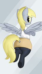 Size: 2160x3840 | Tagged: safe, artist:andelai, derpy hooves, pegasus, pony, g4, adorasexy, bubble butt, butt, clothes, cute, derpabetes, female, high res, looking at you, looking back, mare, moe, pantyhose, plot, sexy, shirt, skirt, smiling, socks, solo, stockings, tail hole, thigh highs, tube skirt
