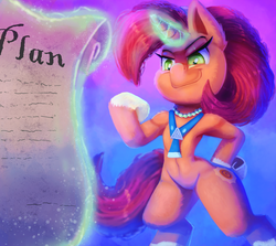 Size: 2000x1784 | Tagged: safe, artist:discorded, stellar flare, pony, unicorn, semi-anthro, g4, the parent map, armpits, bipedal, female, glowing horn, horn, magic, mare, mother, smiling, solo, telekinesis, that pony sure does love plans