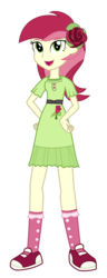 Size: 1500x3894 | Tagged: safe, artist:sketchmcreations, roseluck, equestria girls, g4, clothes, commission, converse, dress, flower, flower in hair, hand on hip, rose, shoes, simple background, smiling, socks, solo, transparent background