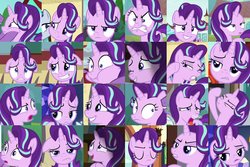 Size: 1600x1067 | Tagged: safe, edit, edited screencap, screencap, starlight glimmer, pony, unicorn, g4, the parent map, angry, compilation, cute, emotions, faic, female, floppy ears, glimmerbetes, multeity, smiling, solo, solo focus, starlight cluster, unamused