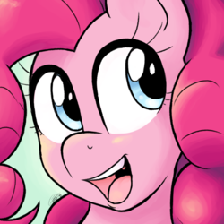 Size: 1500x1500 | Tagged: safe, artist:ketirz, pinkie pie, earth pony, pony, g4, female, mare, open mouth, smiling, solo
