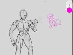 Size: 1024x768 | Tagged: safe, artist:sdf1jjak, pinkie pie, human, g4, shock, tablet, tablet drawing, work in progress in the source