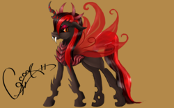 Size: 1920x1200 | Tagged: safe, artist:zomixnu, oc, oc only, oc:cocoon, changeling, red changeling, solo