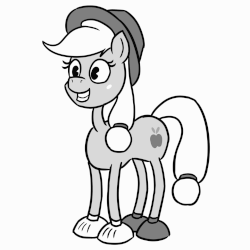 Size: 1280x1280 | Tagged: safe, artist:mkogwheel, applejack, pony, g4, animated, clothes, female, frame by frame, gloves, monochrome, old timey, pac-man eyes, rubber hose animation, shoes, silly, silly pony, solo, who's a silly pony