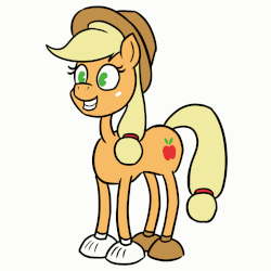 Size: 1280x1280 | Tagged: safe, alternate version, artist:mkogwheel, applejack, pony, g4, animated, clothes, colored, female, frame by frame, gloves, old timey, pac-man eyes, rubber hose animation, shoes, silly, silly pony, solo, who's a silly pony