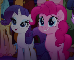 Size: 685x557 | Tagged: safe, screencap, capper dapperpaws, pinkie pie, princess skystar, rarity, twilight sparkle, abyssinian, alicorn, classical hippogriff, hippogriff, anthro, g4, my little pony: the movie, bedroom eyes, cropped, cute, diapinkes, duo focus, lidded eyes, male, raribetes, seductive, seductive look, sexy, smiling, stupid sexy rarity, twilight sparkle (alicorn)
