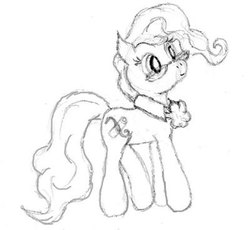 Size: 400x368 | Tagged: safe, artist:jenny nicholson, artist:spiderjewel, mayor mare, earth pony, pony, g4, female, mare, monochrome, sketch, solo