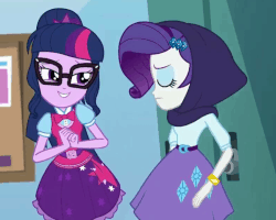 Size: 788x631 | Tagged: safe, screencap, rarity, sci-twi, twilight sparkle, dance magic, equestria girls, spoiler:eqg specials, animated, clothes, cropped, crystal prep academy, cute, female, gif, glasses, lockers, raribetes, shawl, spying, twiabetes