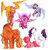 Size: 1024x1063 | Tagged: safe, artist:clumsyhermit, applejack, fluttershy, pinkie pie, rainbow dash, rarity, twilight sparkle, alicorn, earth pony, pegasus, pony, seraph, seraphicorn, unicorn, g4, beard, cowboy hat, facial hair, female, flying, four wings, hat, mane six, mare, multiple wings, simple background, unshorn fetlocks, white background, wings