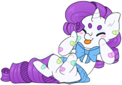 Size: 400x280 | Tagged: safe, artist:sharkissus, rarity, pony, g4, :p, bow, cute, eyes closed, female, raribetes, silly, simple background, solo, tongue out, transparent background