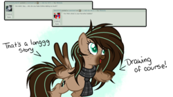 Size: 1024x574 | Tagged: safe, artist:mintoria, oc, oc only, oc:mint, pegasus, pony, ask, clothes, deviantart, female, mare, scarf, simple background, solo, transparent background, unshorn fetlocks
