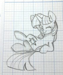 Size: 1034x1220 | Tagged: safe, artist:chau-gifty, artist:chautung, twilight sparkle, alicorn, pony, g4, cute, female, graph paper, mare, one eye closed, sitting, solo, traditional art, twiabetes, twilight sparkle (alicorn), wink