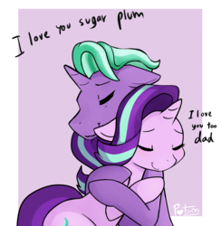 Size: 3500x3581 | Tagged: safe, artist:potzm, firelight, starlight glimmer, pony, unicorn, g4, the parent map, cute, daaaaaaaaaaaw, doodle, duo, father and daughter, female, firebetes, glimmerbetes, heartwarming, high res, hnnng, hug, male, mare, stallion, sweet dreams fuel, weapons-grade cute, wholesome