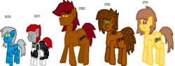 Size: 614x231 | Tagged: safe, artist:binary6, oc, oc only, oc:binary2, oc:binary3, oc:binary4, oc:binary6, oc:binary7, pony, robot, robot pony, height difference, simple background, transparent background