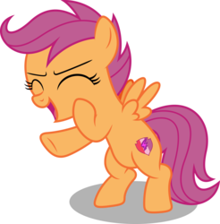 Size: 4919x5000 | Tagged: safe, artist:dashiesparkle, scootaloo, pegasus, pony, g4, newbie dash, .svg available, absurd resolution, bipedal, cute, cutealoo, eyes closed, female, filly, open mouth, rearing, simple background, solo, transparent background, vector