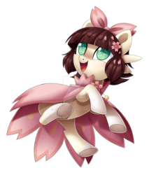 Size: 1024x1204 | Tagged: safe, artist:centchi, oc, oc only, oc:petal dance, original species, pony, cloak, clothes, female, flower, flower in hair, mare, simple background, solo, transparent background, underhoof, watermark, wingding eyes, witchfae