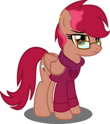 Size: 1280x1449 | Tagged: safe, artist:buckeyescozycafe, oc, oc only, oc:numbed heart, pegasus, pony, clothes, female, glasses, mare, simple background, solo, sweater, transparent background, vector