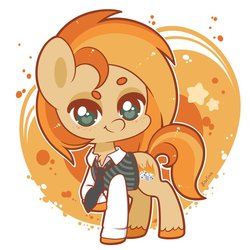 Size: 894x894 | Tagged: safe, artist:exceru-karina, oc, oc only, oc:parlay, earth pony, pony, chibi, clothes, female, mare, necktie, solo, vest