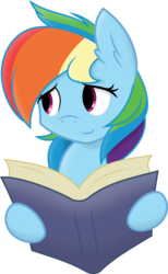 Size: 3494x5673 | Tagged: safe, artist:ambris, artist:kopcap94, rainbow dash, pony, g4, .svg available, absurd resolution, book, bust, female, mare, simple background, solo, transparent background, vector, wingless